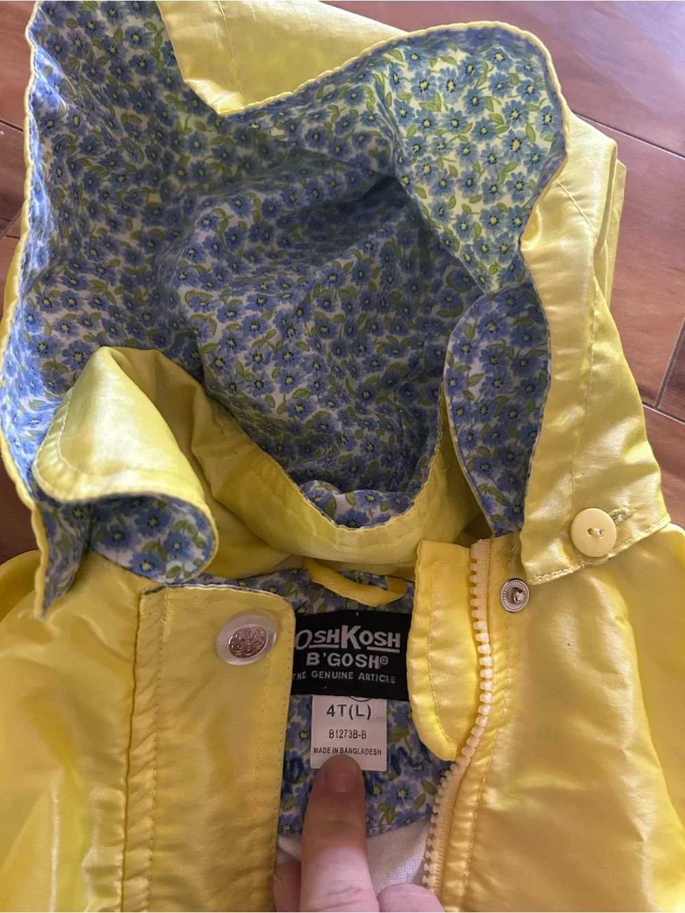 OshKosh B'gosh Sunny Yellow Hooded Floral Rain Jacket